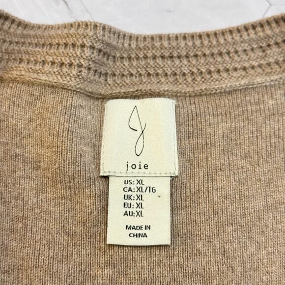 Joie V-Neck Short Sleeve Button Front Size XL Taupe Womens Cardigan Quiet Luxury - Picture 3 of 10